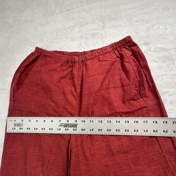 CP Shades Womens Red Wide-Leg Cropped Pants Small Pull-On Elastic Waist Pockets - Picture 7 of 11